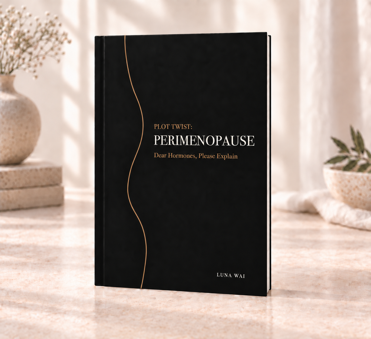Approved Plot Twist Perimenopause Black and Bronze hardcover mockup