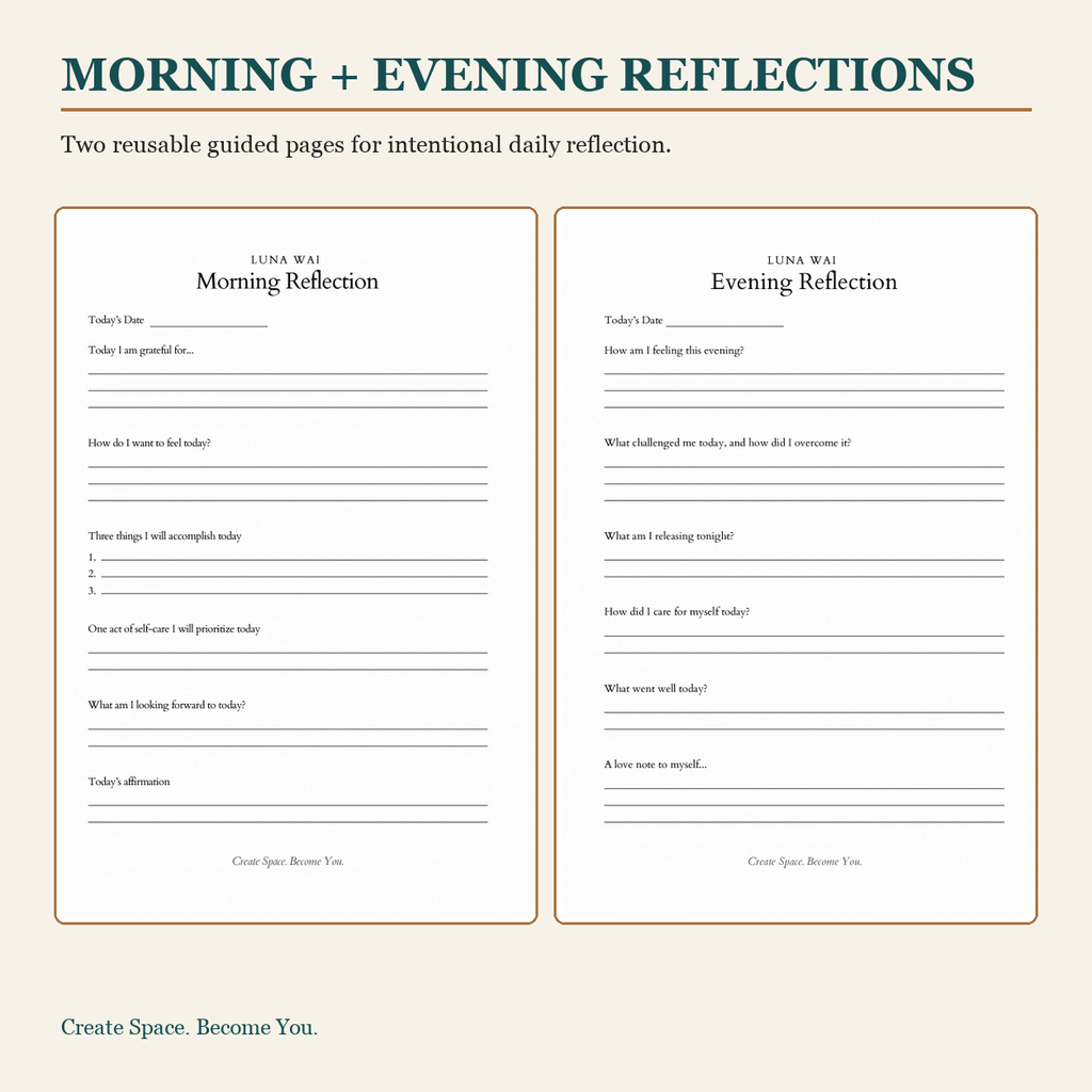 The Intentional Woman digital journal morning and evening reflection page preview