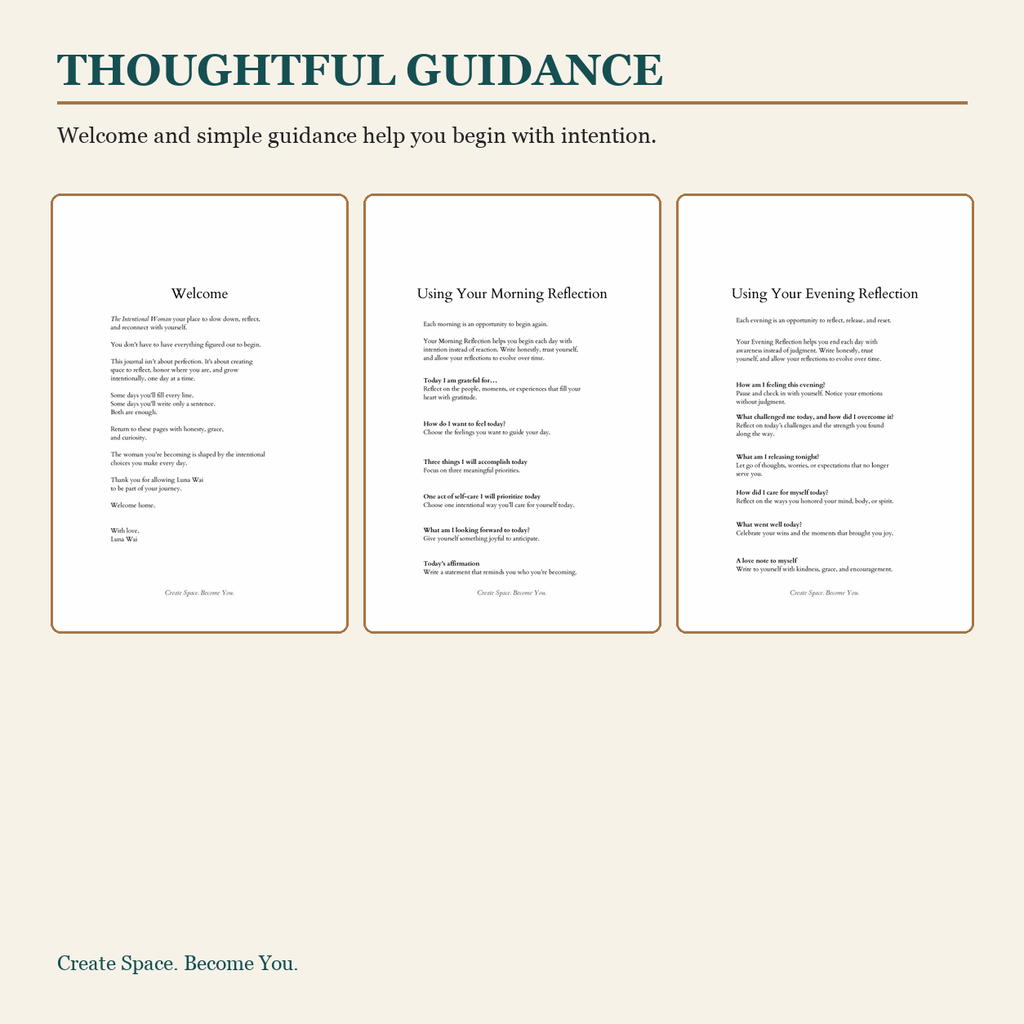 The Intentional Woman digital journal guidance and intentional reflection page preview