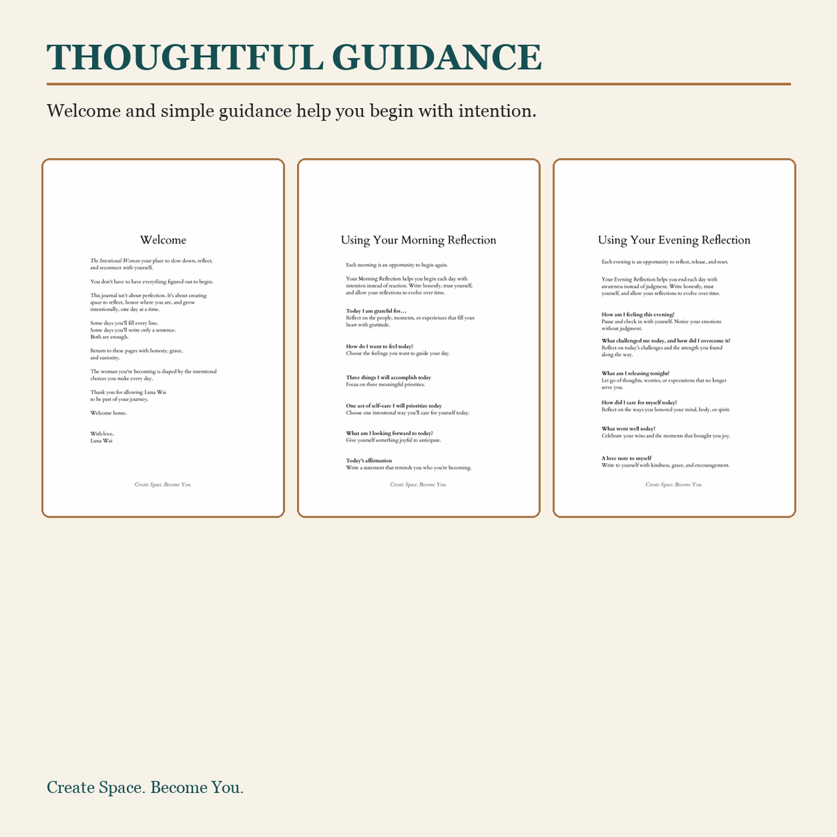 The Intentional Woman digital journal guidance and intentional reflection page preview
