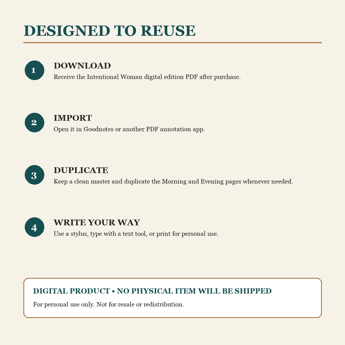 How to download and use The Intentional Woman digital journal in Goodnotes or as a printable PDF