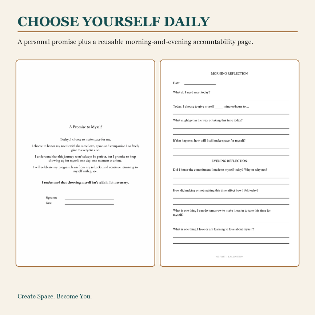 Me First Digital Accountability Journal | Daily Self-Care Check-In