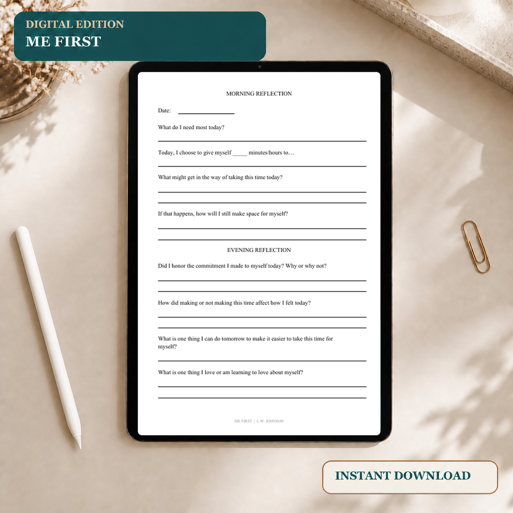 Me First Digital Accountability Journal | Daily Self-Care Check-In
