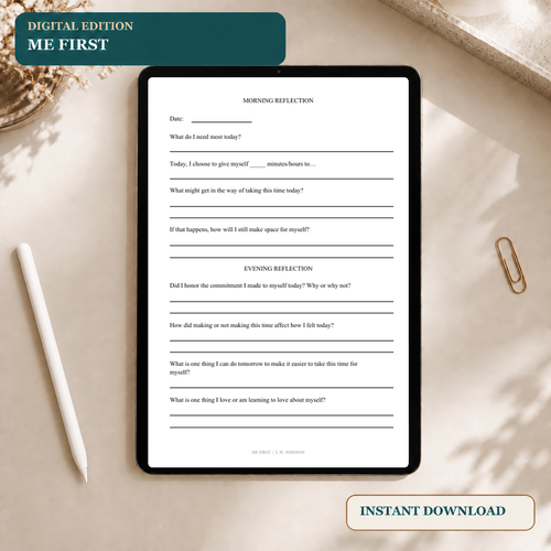 Me First Digital Accountability Journal | Daily Self-Care Check-In